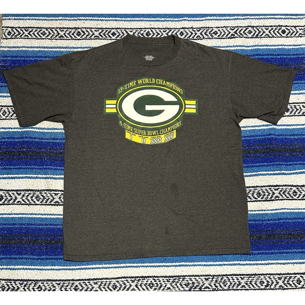 Green Bay Packers 13 Time World Champions Super Bowl Champions T Shirt XL
